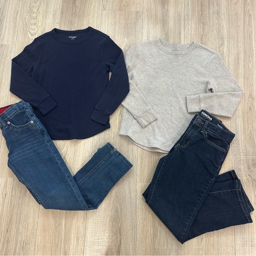 Boys size 8 511 Levi’s, old navy long sleeve knit shirts, Sonoma straight jeans